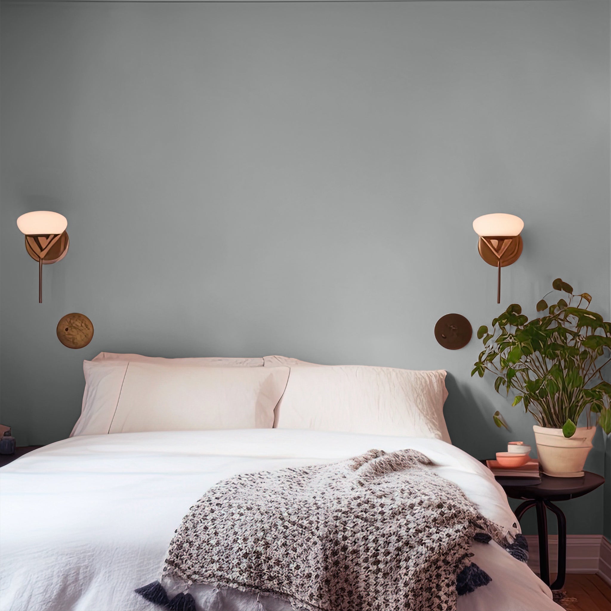 Cool gray bedroom wall
