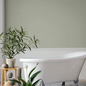 Green bathroom freestanding tub