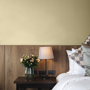 Warm olive bedroom wall
