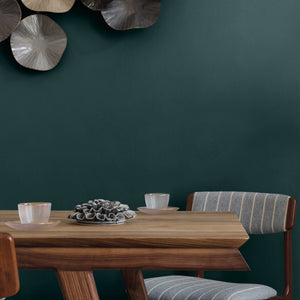 Green wall dining room
