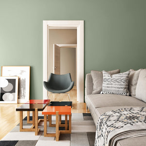 Muted sage green wall
