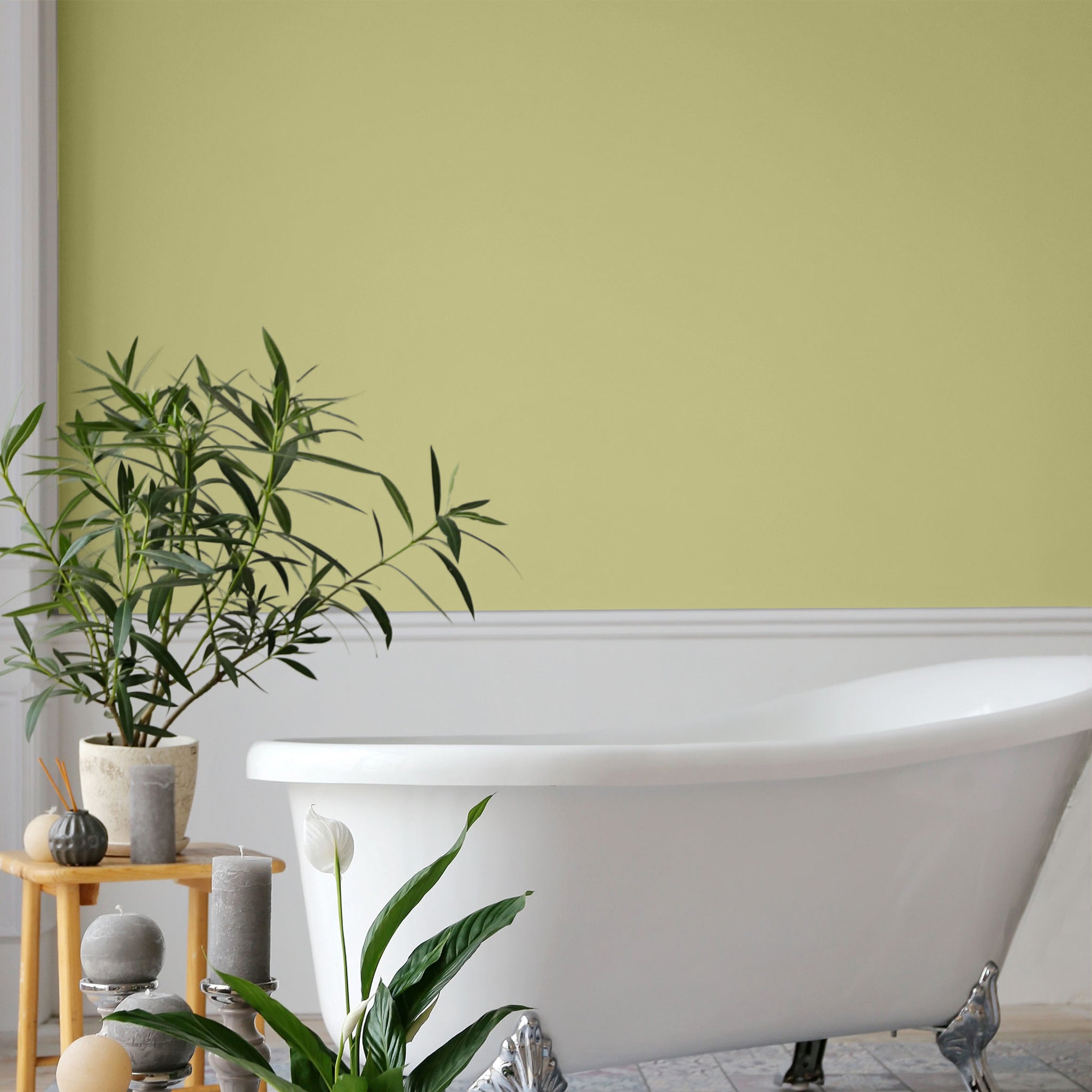 Bathtub in green bathroom