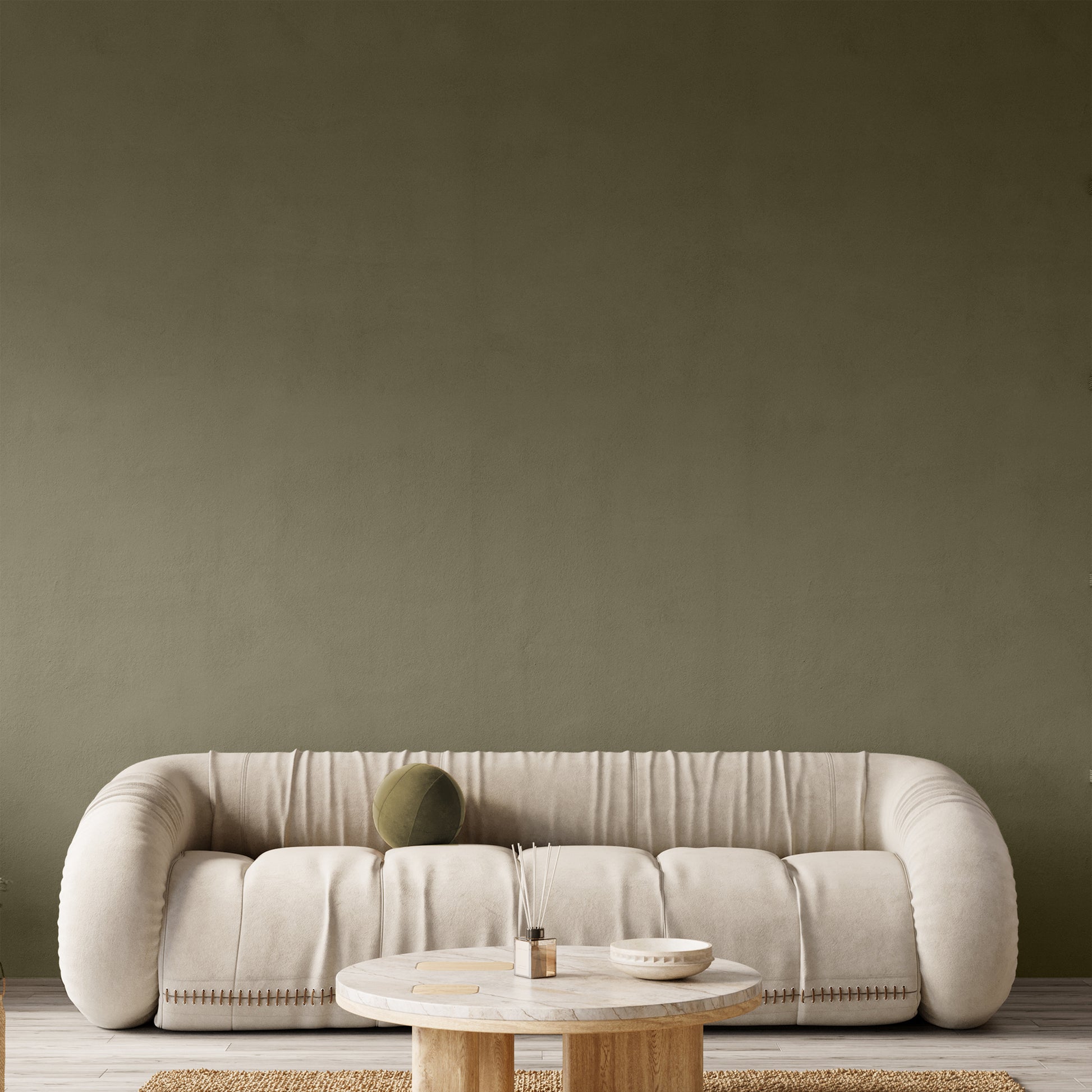Olive green painted wall
