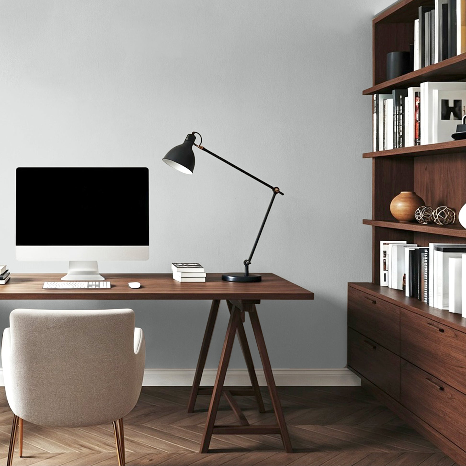 Minimalist grey painted interior
