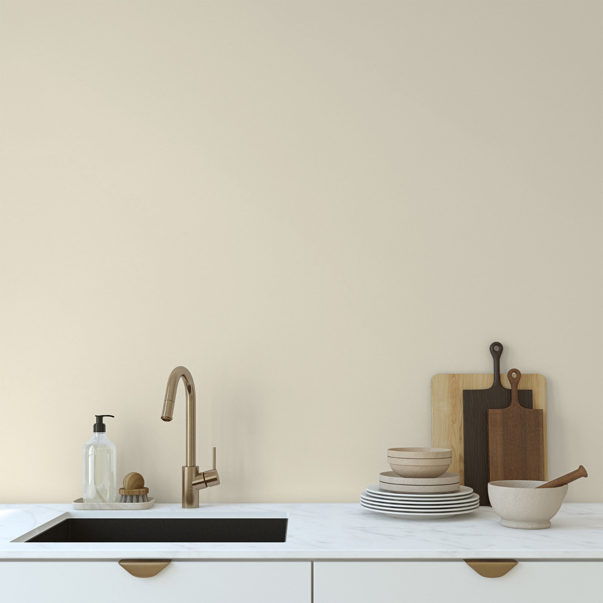 Minimalist beige kitchen decor
