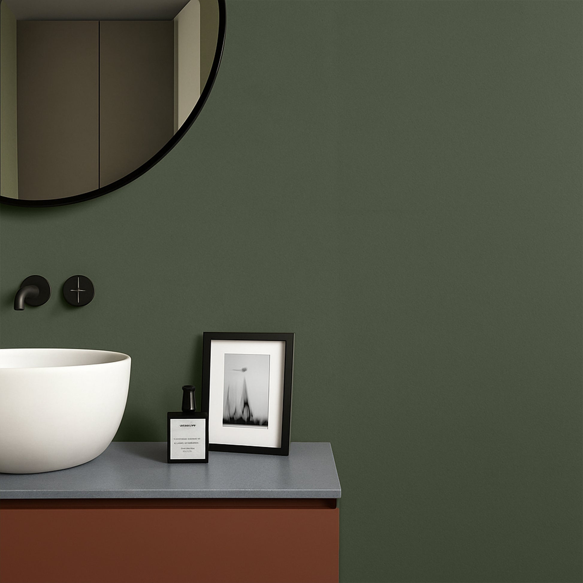 Muted sage green wall
