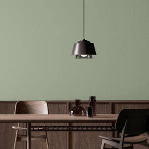 Muted green accent wall
