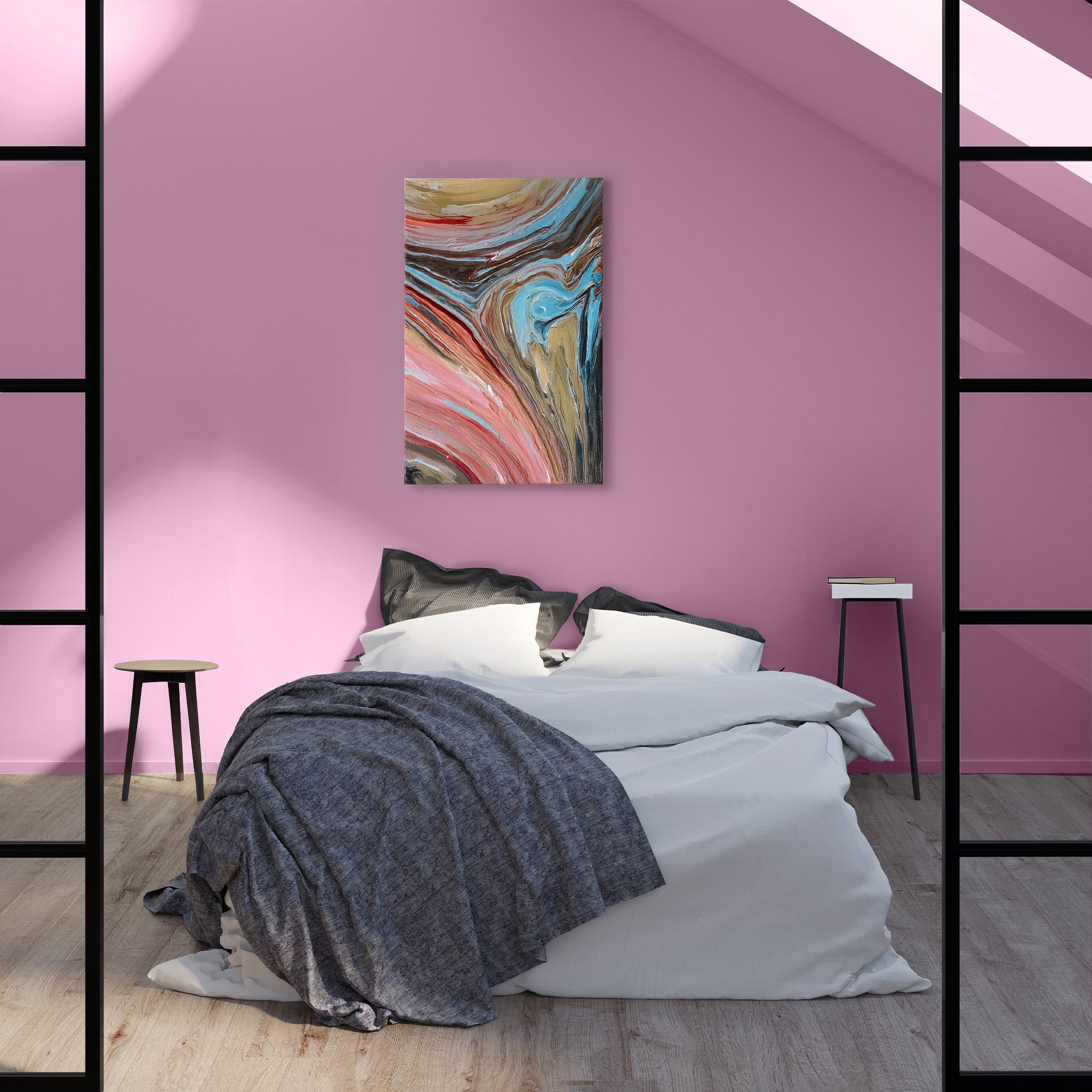Pink bedroom art decor