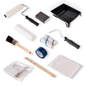 Large paint kit with roller, tray, brush and accessories