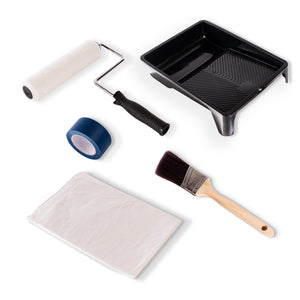 Mini paint kit with roller, tray and brush